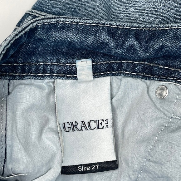 Grace In LA 27 Embroidery Embellished Mid Rise Bootcut Jeans Cowgirl Western - Picture 4 of 4